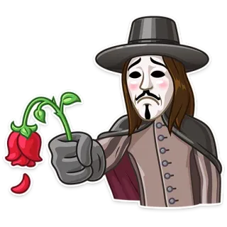 🙁 Guy Fawkes V for Vendetta V for Vendetta, Guy Fawkes, rose, mask, anonymous, movie telegram sticker