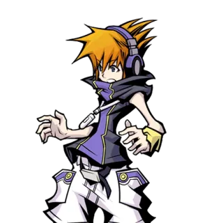 😦 Neku Sakuraba The World Ends With You anime, video game, orange hair, headphones telegram sticker