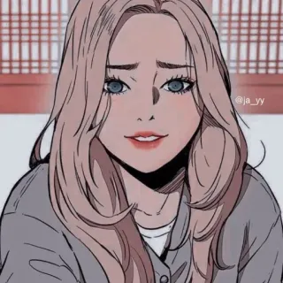 ❤️ @ja_yy anime, cartoon, portrait, woman, girl, blonde, manga whatsapp sticker