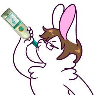 🍻 coniglio, bere, vino, alcol, cartone animato, personaggio telegram sticker