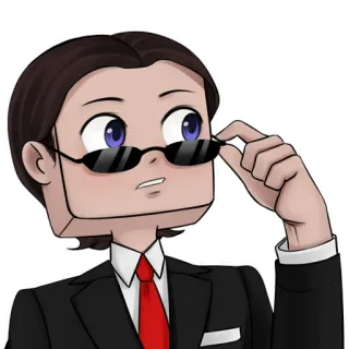 😧 uomo, completo, occhiali, cartone animato, illustrazione, cravatta telegram sticker