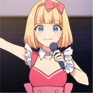 😇 anime meisje, idol, zangeres, microfoon, schattig, blond telegram sticker