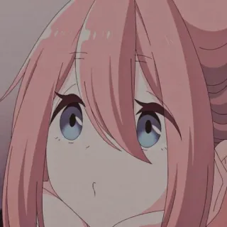 🌸 Nadeshiko Kagamihara Yuru Camp Anime, Schattig, Meisje, Personage, Roze haar, Blauwe ogen, Cartoon telegram sticker
