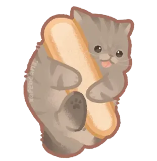 🐾 rafabeans 猫, サンドイッチ, 動物, 可愛い, 食べ物, ペット telegram sticker
