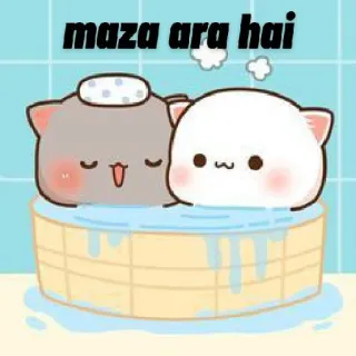 🥰 maza ara hai gatos, baño, lindo, kawaii, disfrutar, relajante whatsapp sticker
