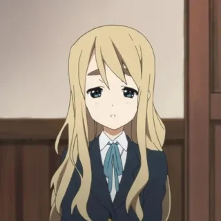 🫀 Kotobuki Tsumugi K-On! аниме, девочка, школьная форма, блондинка, грустный telegram sticker