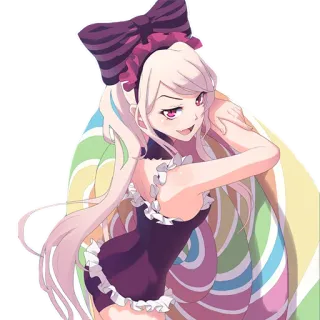 😏 Anime, Garota, Personagem, Fofo, Laço, Roxo, Rosa telegram sticker