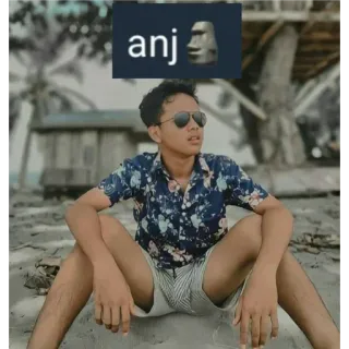🙂 anj🗿 man, zitten, zonnebril, strand, uitdrukking telegram sticker