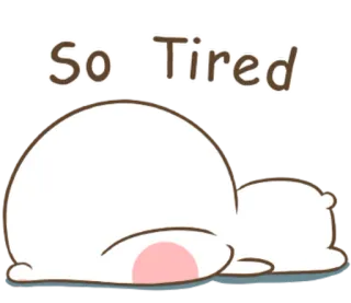 🐽 So Tired cansado, exaustivo, sonolento, fofo, desenho animado, mancha branca, preguiçoso telegram sticker