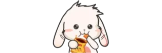 😋 coniglio, animale, carino, cartone animato, pizza, mangiare telegram sticker