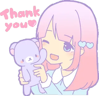 ☺️ Thank you imut, terima kasih, anime, gadis, beruang, stiker whatsapp sticker