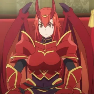 😠 anime, demon, armor, red, dragon, woman telegram sticker
