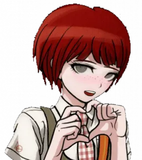 ❤️ Mahiru Koizumi Danganronpa Mahiru Koizumi, Danganronpa, animé, mignon, cœur, uniforme scolaire, cheveux roux telegram sticker