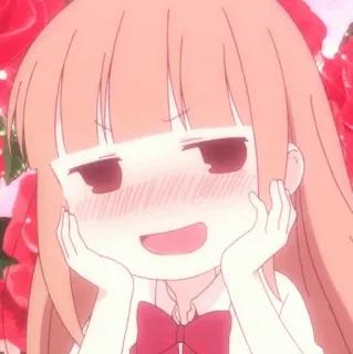 🥕 Anime, Mädchen, Niedlich, Lächelnd, Erröten, Cartoon whatsapp sticker