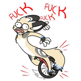 😱 FUCK FUCK FUCK kartun, binatang, sepeda roda satu, kata kotor, bahasa gaul, vulgar telegram sticker