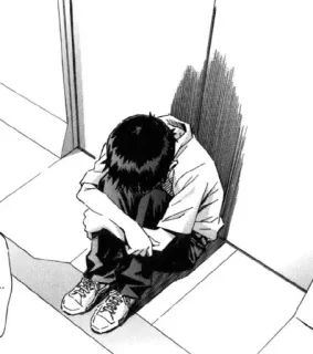 💀 Shinji Ikari Neon Genesis Evangelion Anime, Triste, Depresso, Adolescente, Evangelion telegram sticker