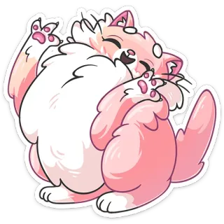🙃 cat, kitten, cute, pink, fluffy, happy, adorable, animal telegram sticker