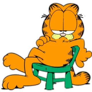 😒 Garfield cat, cartoon, orange, lazy, chair whatsapp sticker