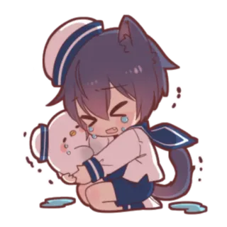 🍓 chorando, anime, triste, gato, kawaii telegram sticker