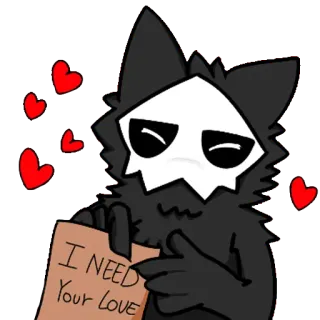 🖤 I NEED Your LOVE Furry, Anthro, Amor, Coração, Fofo, Transformado telegram sticker