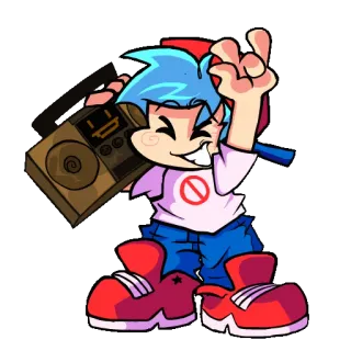 🆙 Boyfriend Friday Night Funkin' friday night funkin', fnf, boyfriend, personnage, doigt d'honneur, jeu vidéo, jeu musical whatsapp sticker