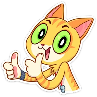 👍 gato, pulgar arriba, dibujo animado, animal, lindo whatsapp sticker