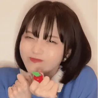 🥰 phụ nữ, dâu tây, biểu cảm, dễ thương, người telegram sticker