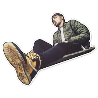 💤 pria, duduk, sepatu, jaket, santai, tato, berpose whatsapp sticker