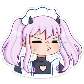 😒 Animé, Maid, transpirant, Chibi, mignon, nerveux telegram sticker