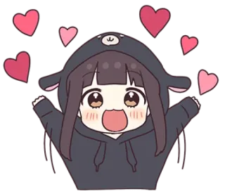 🌩 Anime, Mädchen, Süß, Herzen, Cartoon telegram sticker