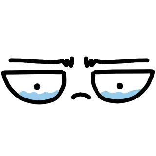 😢 olhos, triste, lágrimas, chorando, emoção, preto, branco, minimalista whatsapp sticker