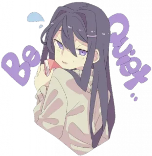 💜 Be quiet Anime, Yên tĩnh, Cô gái, Dễ thương, Manga, Nhân vật telegram sticker