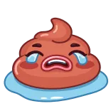 😭 อึ, อิโมจิ, การ์ตูน, สีน้ำตาล, เศร้า telegram sticker