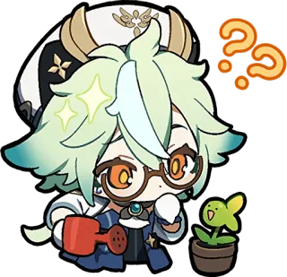 🤔 애니메이션, 캐릭터, 스티커, 식물, 물음표 telegram sticker