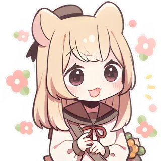 😄 애니메이션, 귀여운, 카와이, 만화, 곰, 소녀, 꽃 telegram sticker