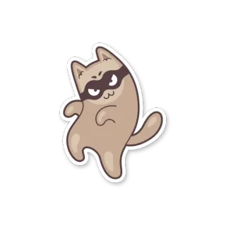 😈 gatto, animale, sticker, ladro, bandito, maschera, furfante telegram sticker