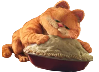 😋 Garfield cat, pie, food, cartoon, orange cat, sleeping telegram sticker