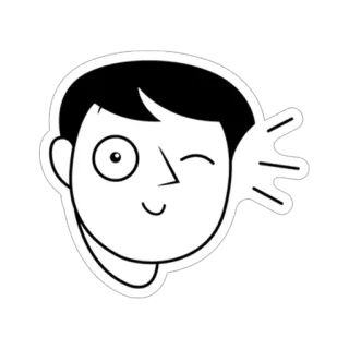 ❤ Cartone animato, Faccia, Occhiolino, Mano, Testa, Adesivo, Personaggio whatsapp sticker