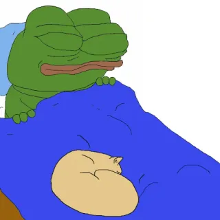 🌚 Pepe the Frog pepe, frog, sleeping, cat, bed, meme telegram sticker