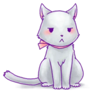 😕 Katze, süß, Aufkleber, Tier, kawaii, weiße Katze, Kätzchen telegram sticker