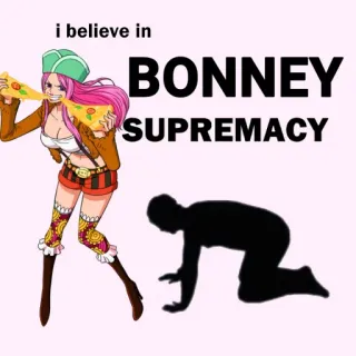 🙇 Bonney One Piece i believe in BONNEY SUPREMACY Аниме, Ван Пис, Джуэлли Бонни, Фан-арт, Превосходство, Персонаж, Пицца telegram sticker