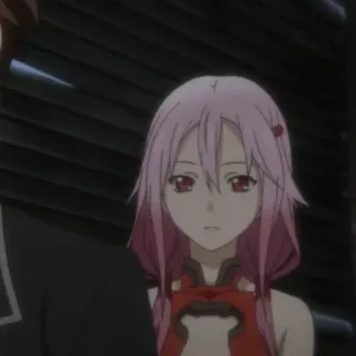 🍒 Inori Yuzuriha Guilty Crown Anime, Dziewczyna, Różowe włosy, Postać, Inori Yuzuriha, Guilty Crown telegram sticker