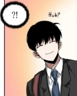 🙂 ?! Huh? man, smirk, question, confusion, cartoon, speech bubble telegram sticker