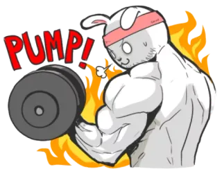 💪 PUMP! Übung, Gewichtheben, Fitness, Hase, Cartoon whatsapp sticker