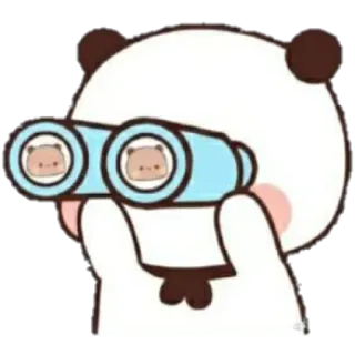 💘 Panda, Lornetka, Słodki, Patrzący, Kawaii, Zwierzę, Kreskówka telegram sticker