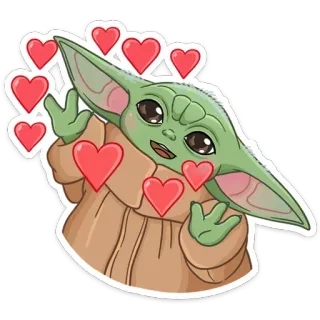 ❤️ Grogu Bébé Yoda, Grogu, Star Wars, The Mandalorian, coeurs, mignon telegram sticker