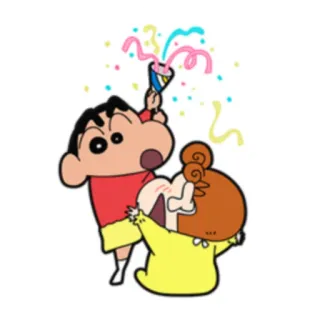 🥳 Shin-chan お祝い, パーティー, 紙吹雪, アニメ, 漫画 telegram sticker
