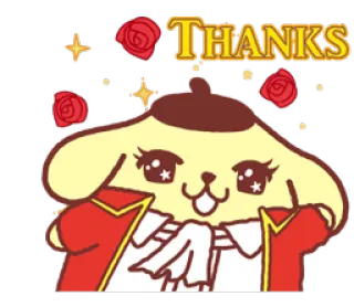 😃 Pompompurin THANKS cute, dog, gratitude, flower, thank you, kawaii, pom telegram sticker