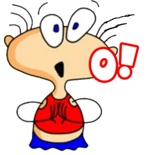 😯 O! kartun, kaget, terkejut, emosi, seru whatsapp sticker
