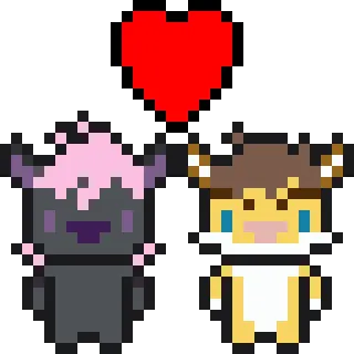 💙 Pixel Art, Herz, Niedlich, Cartoon, Digitale Kunst, Kawaii, Figuren, Freundschaft telegram sticker